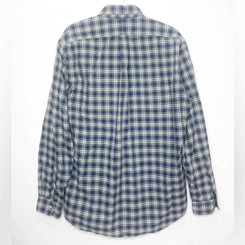 Polo Ralph Lauren Classic Oxford Shirt Men’s Plaid Blue Label Size L Maize Blue - Picture 2 of 8